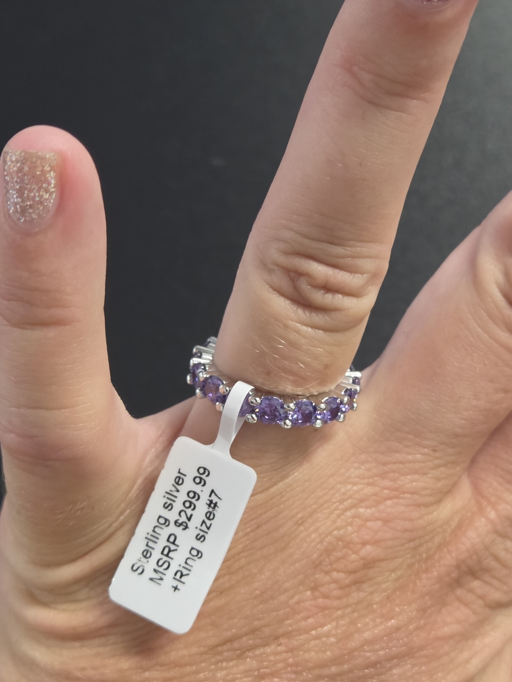 Purple amethyst eternity band size 7 in 925 sterling silver